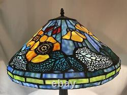 Poppy Cone Floral Stained Glass Lamp Shade Art Nouveau Bronze Table Lamp 23