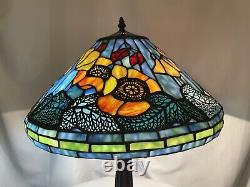 Poppy Cone Floral Stained Glass Lamp Shade Art Nouveau Bronze Table Lamp 23