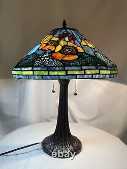 Poppy Cone Floral Stained Glass Lamp Shade Art Nouveau Bronze Table Lamp 23