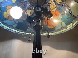 Poppy Cone Floral Stained Glass Lamp Shade Art Nouveau Bronze Table Lamp 23