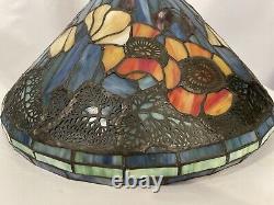 Poppy Cone Floral Stained Glass Lamp Shade Art Nouveau Bronze Table Lamp 23