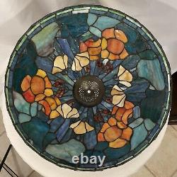 Poppy Cone Floral Stained Glass Lamp Shade Art Nouveau Bronze Table Lamp 23