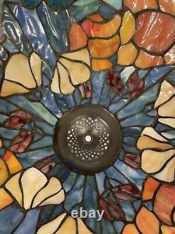 Poppy Cone Floral Stained Glass Lamp Shade Art Nouveau Bronze Table Lamp 23