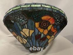 Poppy Cone Floral Stained Glass Lamp Shade Art Nouveau Bronze Table Lamp 23