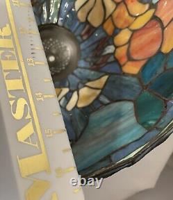 Poppy Cone Floral Stained Glass Lamp Shade Art Nouveau Bronze Table Lamp 23