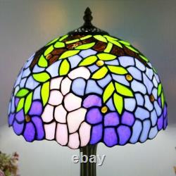 Purple & Green Stained Glass Tiffany Table Lamp 12 Inch Light Home Living Room
