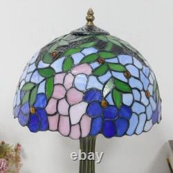 Purple & Green Stained Glass Tiffany Table Lamp 12 Inch Light Home Living Room