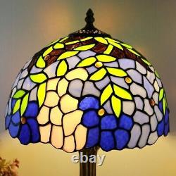 Purple & Green Stained Glass Tiffany Table Lamp 12 Inch Light Home Living Room