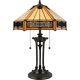 Quoizel 2 Light Indus Tiffany Table Lamp In Vintage Bronze Tf6669vb