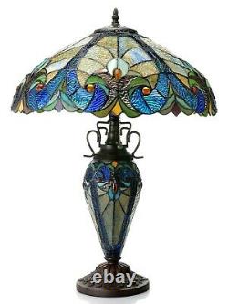 RADIANCE goods Tiffany-Style 3 Light Victorian Double Lit Table Lamp 18 Shade
