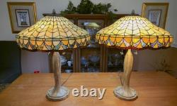 RARE 2 Colour Creations Timeless Serenity Tiffany Table Lamps by Tania Bricel
