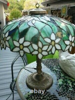 RARE ANTIQUE OLD LEADED SLAG STAINED GLASS HANDEL TIFFANY STYLE LAMP c. 1905