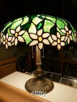 RARE ANTIQUE OLD LEADED SLAG STAINED GLASS HANDEL TIFFANY STYLE LAMP c. 1905