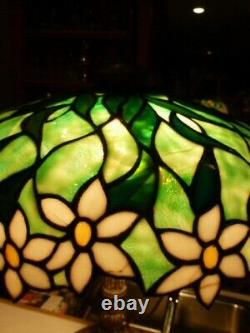 RARE ANTIQUE OLD LEADED SLAG STAINED GLASS HANDEL TIFFANY STYLE LAMP c. 1905