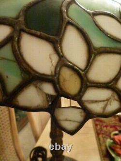 RARE ANTIQUE OLD LEADED SLAG STAINED GLASS HANDEL TIFFANY STYLE LAMP c. 1905