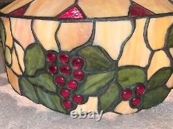 RARE Antique MOSAIC CHERRY TREE STAINED GLASS HANGING LAMP P/U In DFW ONLY