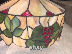 RARE Antique MOSAIC CHERRY TREE STAINED GLASS HANGING LAMP P/U In DFW ONLY