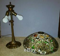 RARE Duffner & Kimberly Arts & Crafts Shell Form Leaded Slag Stained Glass Lamp