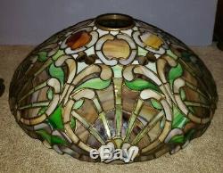 RARE Duffner & Kimberly Arts & Crafts Shell Form Leaded Slag Stained Glass Lamp