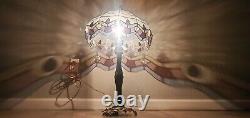 RARE @ L&LWMC Table Lamp 9746 stained glass brass bottom Tiffany style lamp