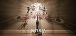 RARE @ L&LWMC Table Lamp 9746 stained glass brass bottom Tiffany style lamp