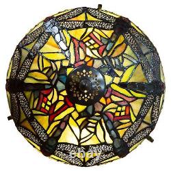 RIVER OF GOODS Stained Glass Mini Dragonfly on Mosaic Base Table Lamp