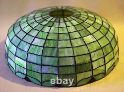 Rare Antique Benedict Studio 1905 Handel Era Copper leaded Glass Shade Lion Lamp