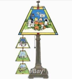 Rare Danbury Mint PEANUTS Snoopy Stained Glass Table Lamp Tiffany Style SOLD OUT