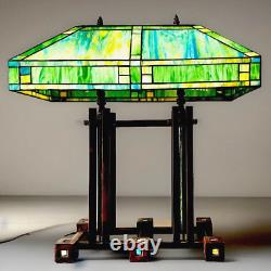 Rare Frank Lloyd Wright Architectural Designed Tiffany Style Stained Glass Lamp