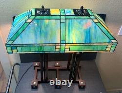 Rare Frank Lloyd Wright Architectural Designed Tiffany Style Stained Glass Lamp