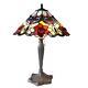 Red Rose Stained Glass Tiffany Style Table Lamp Accent Lamp 23in T