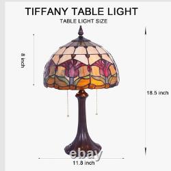 Red Tulip Tiffany Style Stained Glass Table Lamp Bed Room Bedside Reading light