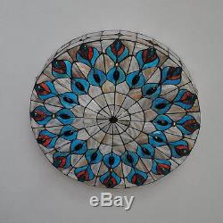 Retro 4-Light Tiffany Style Stained Glass Peacock Big Ceiling Light Lamp Fixture