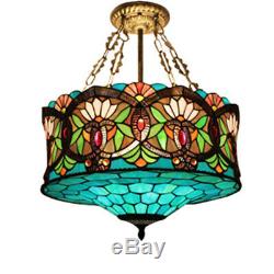 Retro Baroque Stained Glass Ceiling Light Tiffany Style Chandelier Pendant Lamp