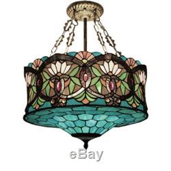 Retro Baroque Stained Glass Ceiling Light Tiffany Style Chandelier Pendant Lamp