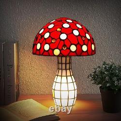 Retro Mushroom Table Lamp, Tiffany Stained Glass Small Cute Desk Light Vintag