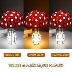 Retro Mushroom Table Lamp, Tiffany Stained Glass Small Cute Desk Light Vintag