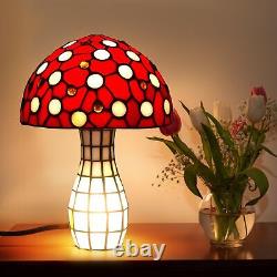 Retro Mushroom Table Lamp, Tiffany Stained Glass Small Cute Desk Light Vintag