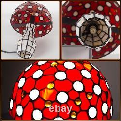 Retro Mushroom Table Lamp, Tiffany Stained Glass Small Cute Desk Light Vintag