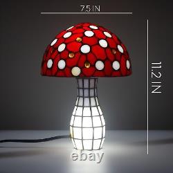 Retro Mushroom Table Lamp, Tiffany Stained Glass Small Cute Desk Light Vintag