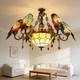 Retro Pendant Lamp Fixture Stained Glass Parrot Pendant Pight Usa