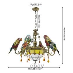 Retro Pendant Lamp Fixture Stained Glass Parrot Pendant Pight USA