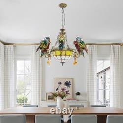 Retro Pendant Lamp Fixture Stained Glass Parrot Pendant Pight USA