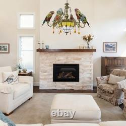 Retro Pendant Lamp Fixture Stained Glass Parrot Pendant Pight USA