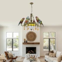 Retro Pendant Lamp Fixture Stained Glass Parrot Pendant Pight USA