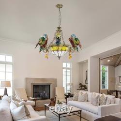 Retro Pendant Lamp Fixture Stained Glass Parrot Pendant Pight USA