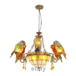 Retro Pendant Lamp Fixture Stained Glass Parrot Pendant Pight USA