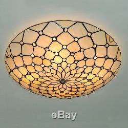 Retro Stained Glass Flush Mount Ceiling Lamp Light Fixture 50cm Tiffany Style