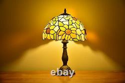 Retro Stained Glass Sunflower Tiffany Style Table Lamp Accent Lamp H18