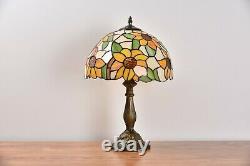 Retro Stained Glass Sunflower Tiffany Style Table Lamp Accent Lamp H18